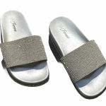 Forever Rhinestone White Slides Sandals Shoes 6 Photo 0