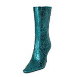 Jeffrey Campbell  Iconic-E Stiletto Studded Boots Aqua Blue Metallic Photo 1