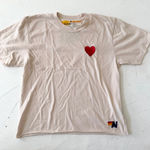Aviator Nation  RARE White Heart Embroidery Boyfriend Tee XS Photo 0