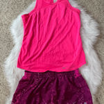 Nike  SET: Barbie Pink Vented Tank Top and Pink/White Crackle Running Shorts Photo 0