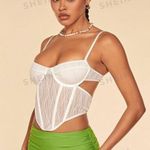 SheIn White Lace Crop Top Photo 2