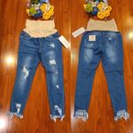 Blue Savvy  Maternity Distressed Denim Jeans Size Medium Photo 1