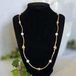 Boutique Gold Necklace with Pearl and Gold Beads Photo 0