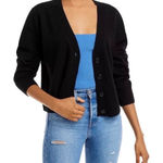 AQUA Cashmere Black V Neck Button Up Cropped Cardigan Sweater Womens Size L Size L Photo 0