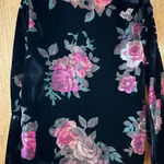 Karen Kane  Wmn's Velvet With Floral Sheer Accent Boho Blouse bell Sleeve Photo 7