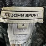 Vintage St John Sport Blue Denim Jeans Brown Leather Accents Buckle Gold Logo Size 8 Photo 8
