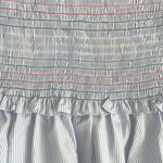 Central Park West Smocked Off the Shoulder Bell Sleeves Top Sz XS Blue White Photo 6