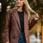 Marc New York NWT  FAUX LEATHER BLAZER WITH GOLD BUTTON IN COLOR CHOCOLAT… Photo 0