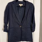Michael Kors Navy Blue Linen Blazer Photo 0