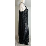 All that jazz Women's Vintage 90s Goth Black Silver Floral Velvet Maxi Dress 11/12 Photo 7