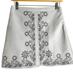 SEEK the Label  Gray Faux Suede Embroidered A-Line Mini Skirt Size S XS Photo 9
