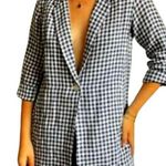 Cynthia Rowley linen gingham blazer, blue & white. 100% linen. NWOT. Size S Photo 0