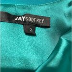 Jay Godfrey Silk Color Block Teal Hot pink Cowl Back Sheath Dress Size 2 Blue Photo 3