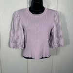 Lucy Paris  Elle Lavender Ribbed Short Sleeve Sweater Size Large EUC Photo 2