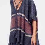 Free People  Striped Fringe Juno Boucle Poncho Sweater Photo 2