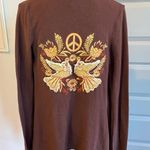 Ivy Jane Hippie Peace Dove Patch/Embroidered Brown Cardigan Photo 0