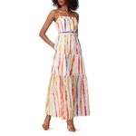 Nicholas Kerala Maxi Dress in White 4 Womens Long Cotton Striped Gown Pink Photo 12