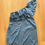 ZARA Jean One-Shoulder Ruffle Dress Photo 1