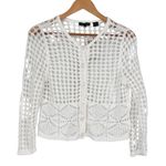 Jeanne pierre  White Open Knit Cardigan size Medium NWT Button Photo 0