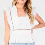 Honey Punch NWOT Square Neck Top With Ruffle Detail in White Photo 1