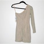 Jump Apparel Juniors Sparkle One Shoulder Ruched Mini Dress Womens Nude Small Gold Photo 3