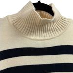 ZARA Womens Medium Striped Turtleneck Sweater Cream Navy Long Sleeve Chunky Knit Photo 3