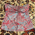 Ralph Lauren  Paisley Tankini Top Blue Red Lace-Up Strapless Swim Size M Photo 0