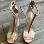 Cream Stiletto Heels with Transparent Panels Size 5.5 Photo 0