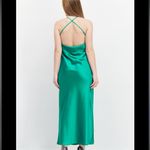Baobab green satin cross neck slip dress open back size xs Photo 4