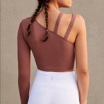 Free People fp movement cold shoulder one sleeve crop top chocolate brown Photo 1