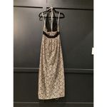 Kay Unger  Halter Plunge Neck silk lace Maxi Dress gown Black gold Whimsigoth 6 Photo 2