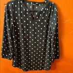 Talbots Black Mandarin Collar Blouse with Polka Dots Photo 0