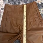 ZARA Faux Leather Straight Leg Pleated High Waist Pants Brown Women’s Size Small Photo 13