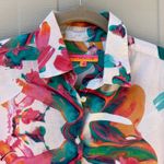 Vilagallo Art Paint Print Long Sleeve Button Down Blouse Pink Size 40/Large Photo 1