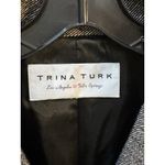 Trina Turk ‎ Wool Silk Tweed Jacket Blazer Gray Black Three Buttons Fitted Photo 3