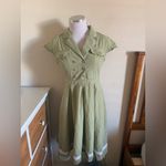 RETRO STAGE GREEN 1940S LACE PLAID COTTON PATCHWORK DRESS White Photo 4
