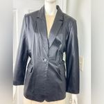 Apostrophe  Black Business Soft Leather Women's Casual Blazer Size 14P Photo 1