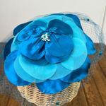 Women’s Vintage 1960’s Elegant blue satin velvet floral Veil Hat Photo 1