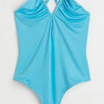 H&M NWT blue teal size medium bodysuit sweetheart bodycon Photo 0