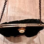 French Black Silk Embroidered with Pearl Buckle Evening Handbag Purse Vintage Photo 2