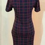 Popular Basics Blue Plaid Cold Shoulder Midi Dress Photo 5