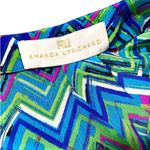 Amanda Uprichard Silk Chevron Pint Long Sleeve Tunic Blouse Top Blue Green Large Photo 3
