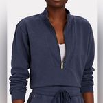Intermix Bobby Cotton Half-Zip Sweatshirt Blue Photo 0