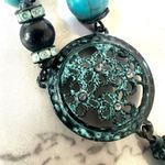 Shyanne blue leaf tassel beaded necklace Photo 4