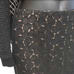 Diane Von Furstenberg  Black Lace Leather Trim Pencil Skirt Photo 3