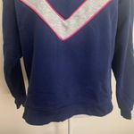 Maeve Anthropologie Navy Sporty V-Striped Sweatshirt Size M Photo 3