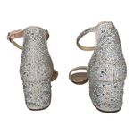 Blue by Betsey Johnson 7.5 Low Block Heeled Rhinestone Sandal, round open toe​ Silver Photo 5