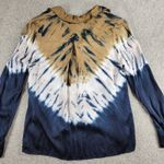 Young Fabulous and Broke Womens Susan Shirt Medium Blue T an Tie Dye Button Down Photo 11