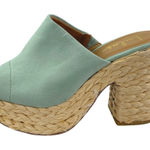 Lulus  Ervyn Women's Mint Green Suede Raffia Platform Slip On Slide Sandals Sz 8 Photo 0