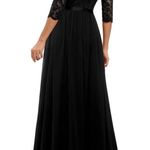 NEW Lace Floral Formal Elegant Bridesmaid Flowy Gown Maxi Dress L Black Size L Photo 1